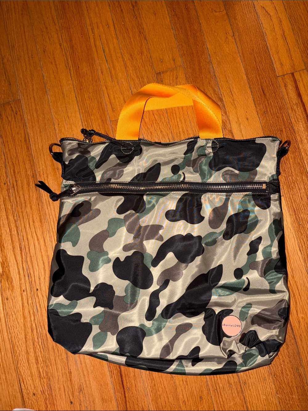 Camouflage Women's Tote Bag with Yellow Handles shortyLove bag